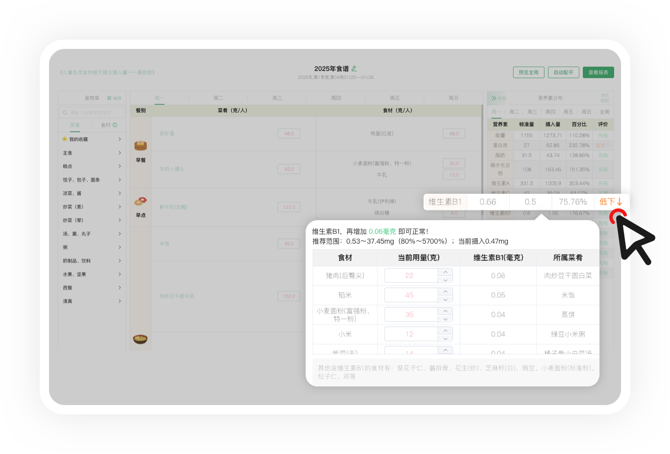 营养素调整可视化
